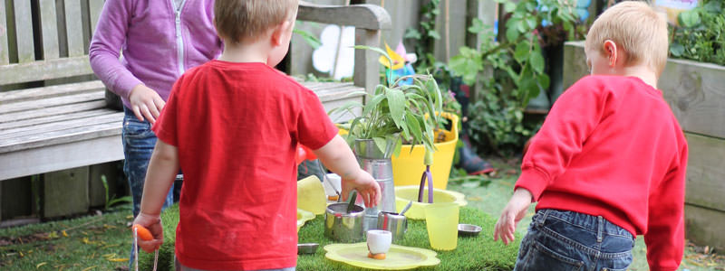 in the preschool garden